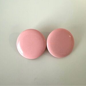 Round Pink Vintage Button Clip-On Earrings